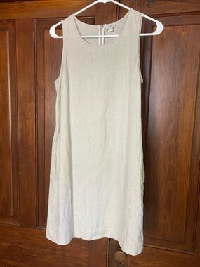 J. Crew Tan Linen Blend Sleeveless Shift Mini Dress Size 2